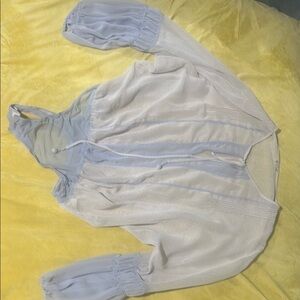 Sheer White and Blue Blouse